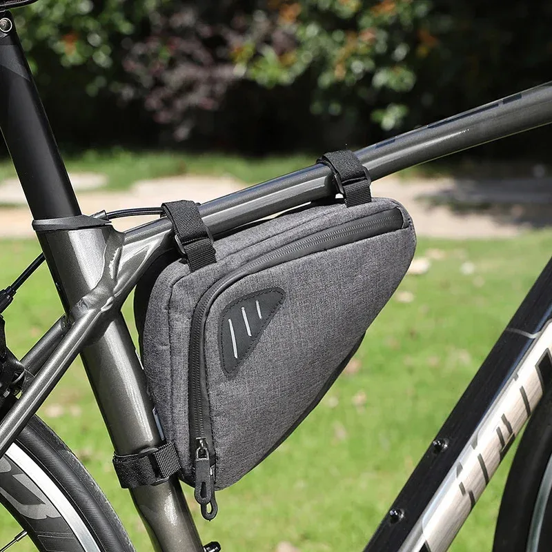 Bolsa triangular impermeable para bicicleta de montaña, bolsa de almacenamiento para cuadro de tubo frontal a prueba de lluvia, bolsa de herramientas reflectante para ciclismo