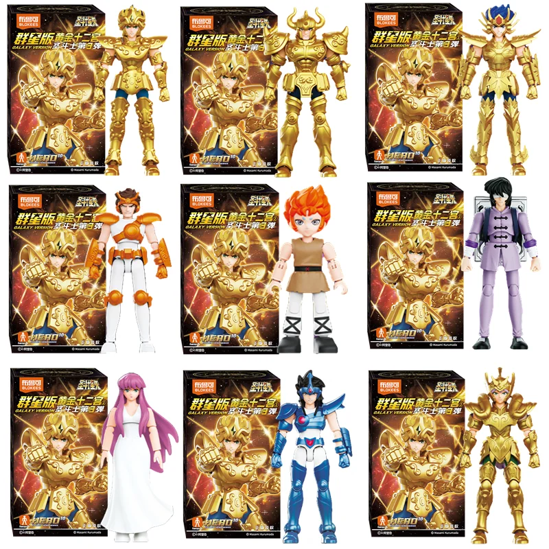 Original Blokees Gold Saint figura de acción campeón Saori Kido Seiya Mu Aiolia figura de ensamblaje juguetes para niños regalo de cumpleaños - imagen 4