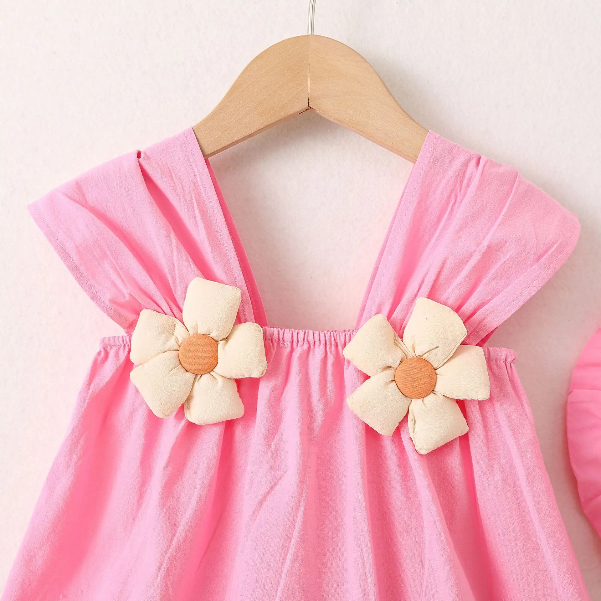 Vestidos de verano para niñas, moda coreana, bonitos flores, sin mangas, vestido de princesa de algodón + sombrero, ropa de Boutique para niños BC1592 - imagen 5