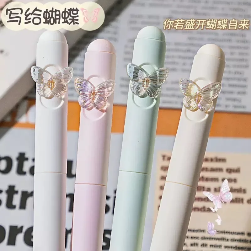 Bolígrafo Neutral de mariposa de Color degradado creativo, bolígrafos de firma novedosos de alta calidad, bolígrafos de Gel de secado rápido bonitos a la moda, regalos, 4 Uds. - imagen 2