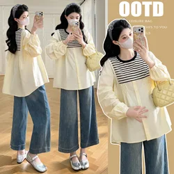 Camisa premamá de entretiempo con capas – Estilo moderno