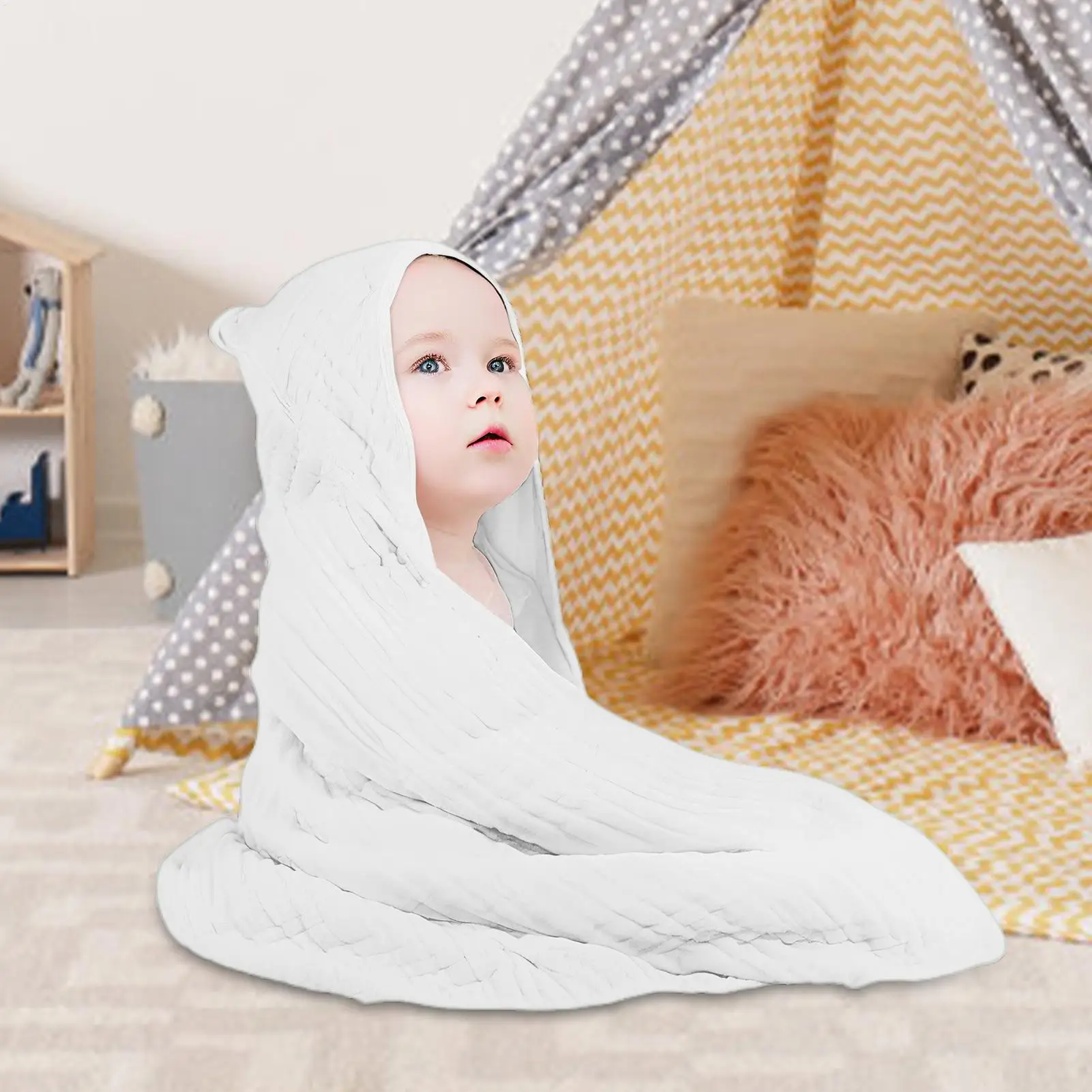 Toallas con capucha para bebé, toallas de algodón de 35X35 pulgadas, albornoz de secado rápido para baño, ducha, viaje en la playa, guardería en casa