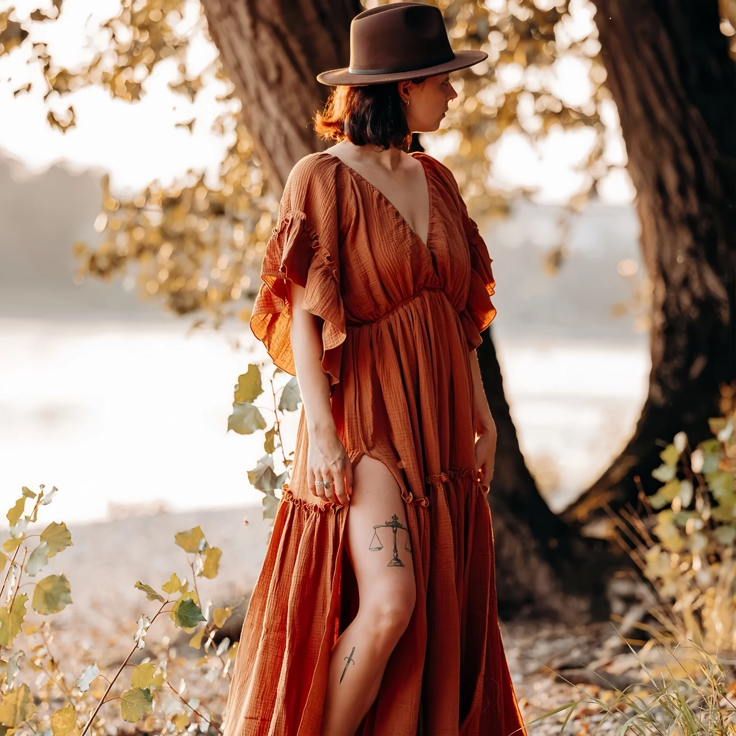 Vestido largo boho para sesión de fotos de embarazo y maternidad - imagen 5