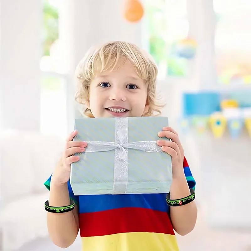 Pulsera de silicona con estampado de cazafantasmas, color negro y verde, para Baby Shower, pulseras de silicona coloridas, pulseras de goma, brazaletes, juguete para regalo - imagen 5