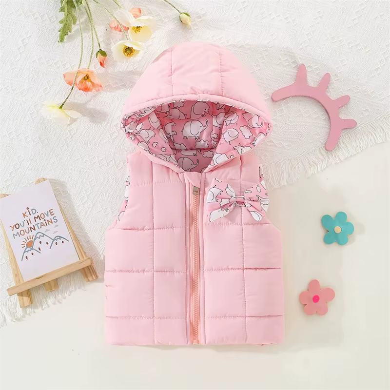 Chaleco floral con capucha para bebé – Abrigo cálido otoño invierno - imagen 3