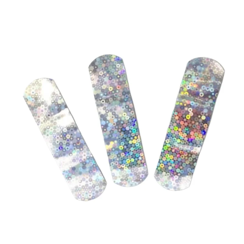 50 unids/set tirita de Color láser yesos de moda parche para vendaje de heridas para niños vendajes adhesivos impermeables cinta de primeros auxilios - imagen 2