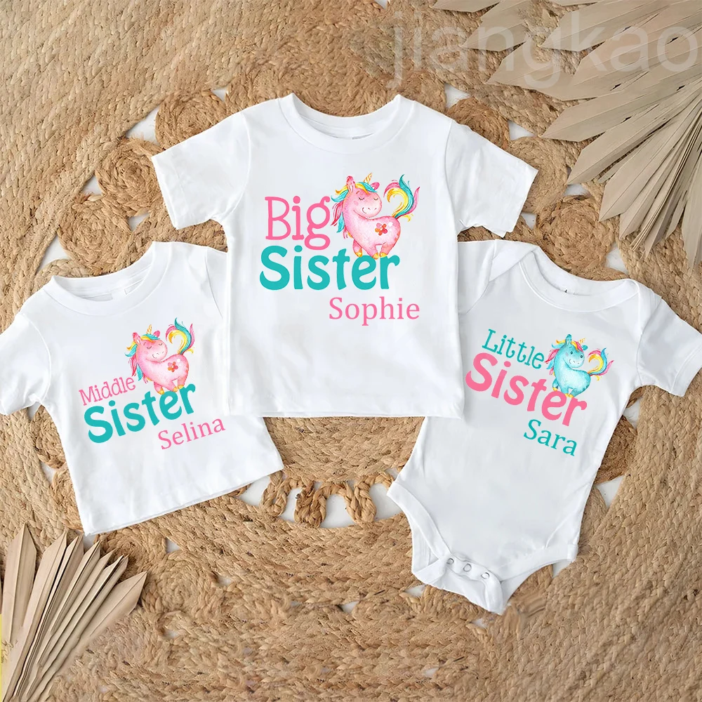 Camisetas a juego para hermanas con estampado de unicornio y nombre - imagen 5
