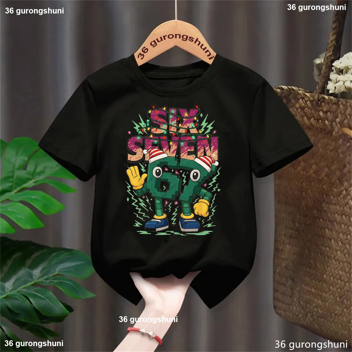 Brainrot Six Seven Camiseta Navidad para niños italiana manga corta - imagen 4
