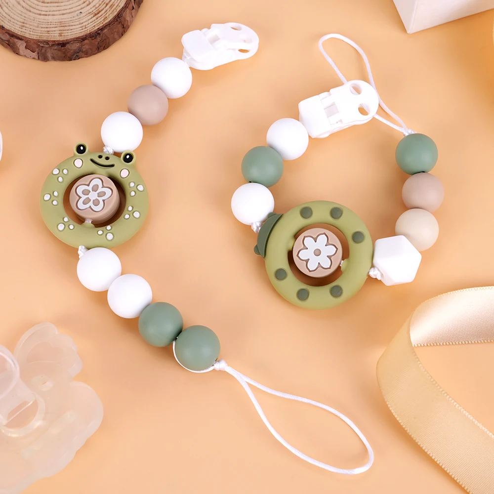TRYR.HU, 2 uds., cadena para chupete de silicona, soporte para pezones, juguete para la dentición de lactancia para bebé, mordedor de silicona, Clip de cadena para chupete infantil con caja - imagen 3