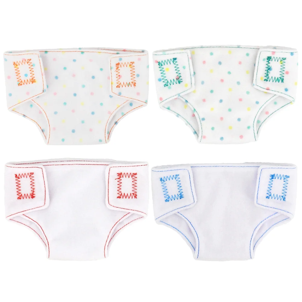 4 Uds. De bragas, pañales de tela de 18 pulgadas, accesorios de ropa, vestido (verde + rojo + naranja + azul), 4 Uds. De ropa interior de juguete