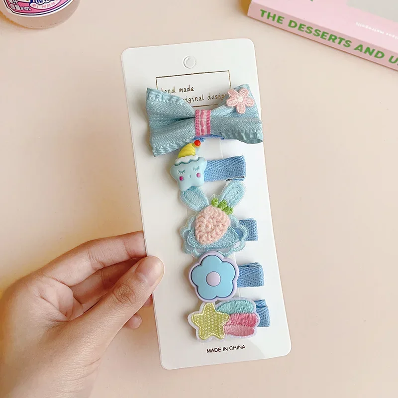 Horquilla de dibujos animados para niña, 5 piezas, lazo Floral de Animal encantador, pinza para el pelo para bebé, Clip lateral Kawaii - imagen 5