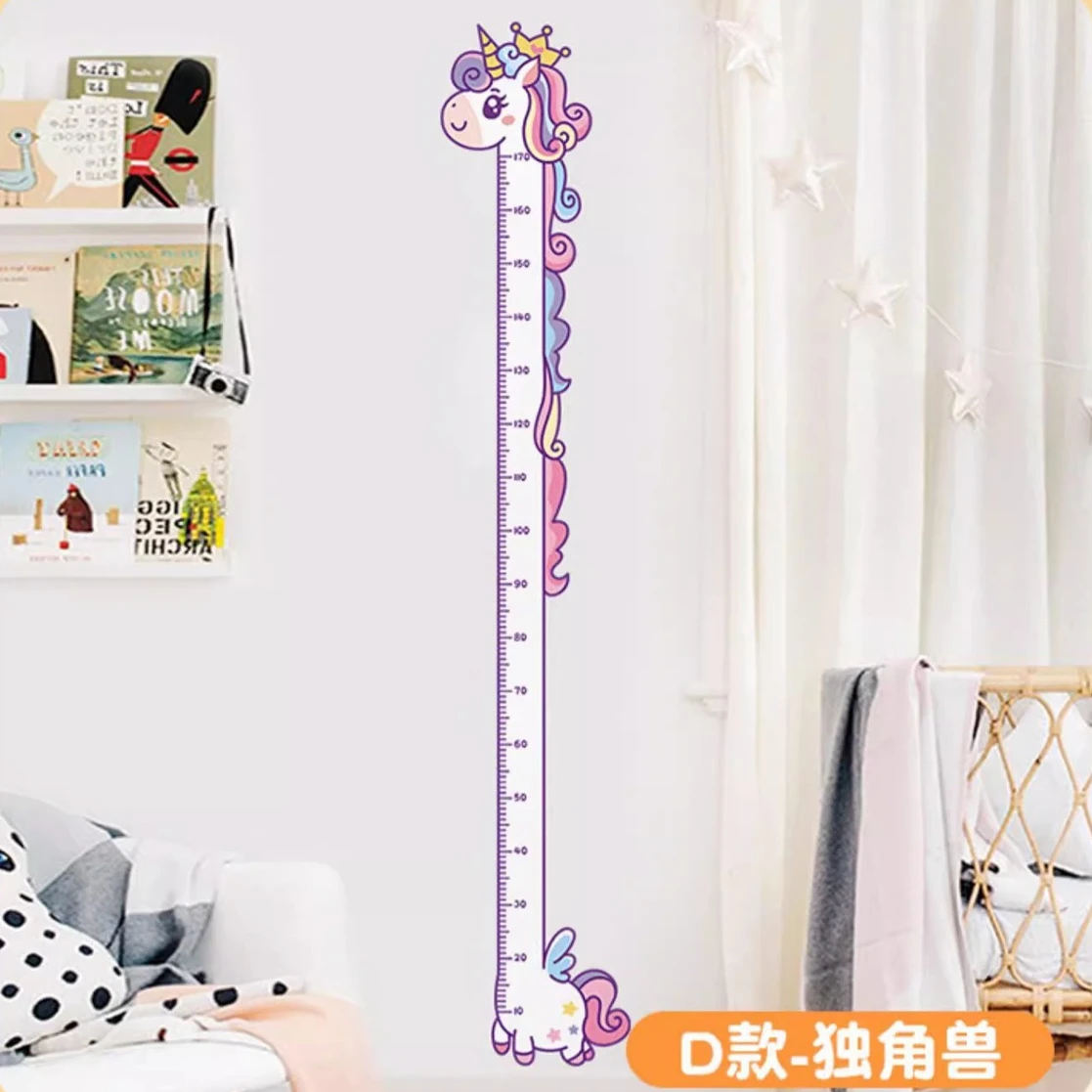 Regla de altura de animales de dibujos animados para bebé, pegatina de medida, papel tapiz de jirafa para habitación de niños, guardería, tabla de Regla de crecimiento infantil, Mural - imagen 3