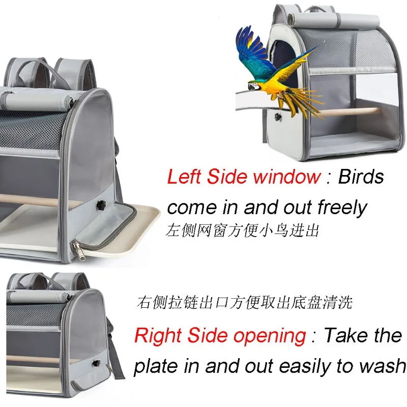Bolsa portátil para pájaros y mascotas, mochila para ir, loro, paloma, conejo, poliéster, para exteriores, gran capacidad, bolsa portátil para mascotas, accesorios de viaje - imagen 3