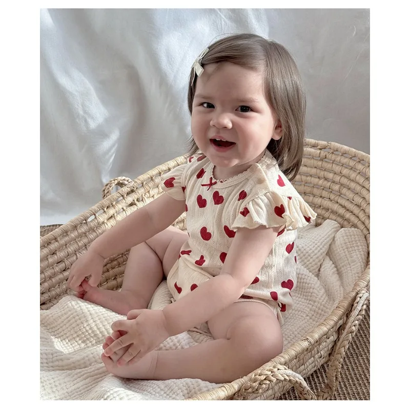 Pelele de bebé algodón para verano unisex con encaje - imagen 5
