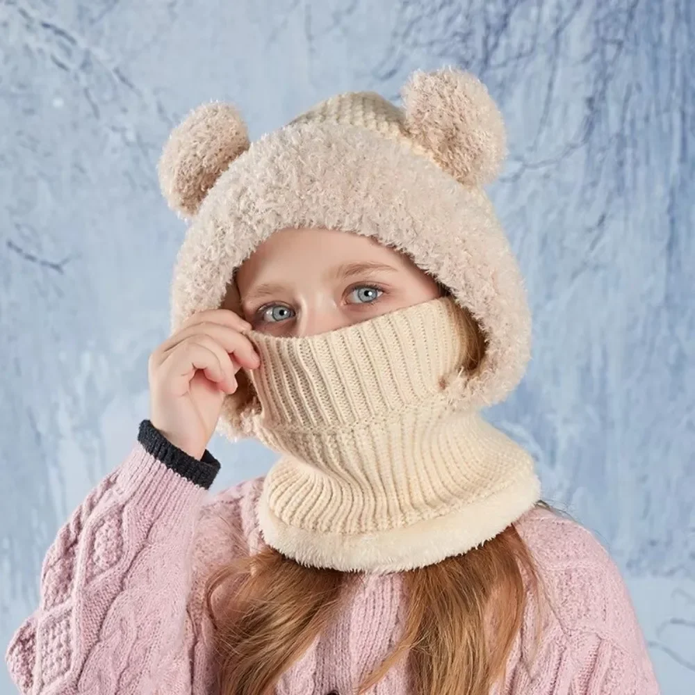 Gorro pasamontañas de invierno con cuello cálido para niñas modernas - imagen 3
