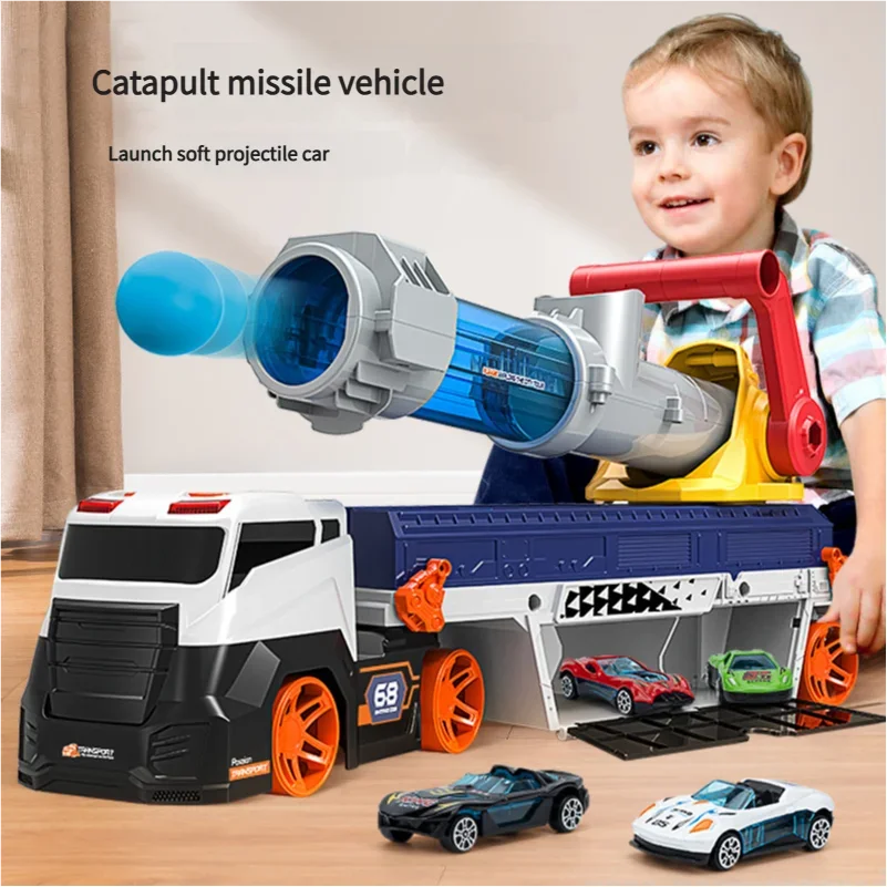 Camión transportador de coches con cañón y luces - Juguete infantil - imagen 2