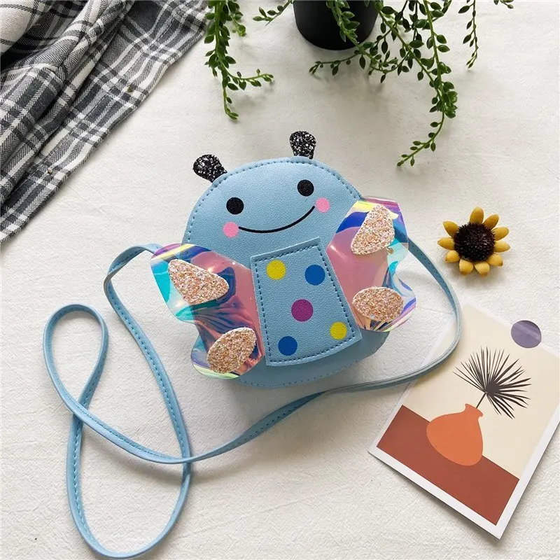 Bolso cruzado de dibujos animados de abeja pequeña para niñas, monedero bonito de cuero PU para niños, Mini bolsos de moda con lentejuelas para niños, bolsos de hombro de princesa