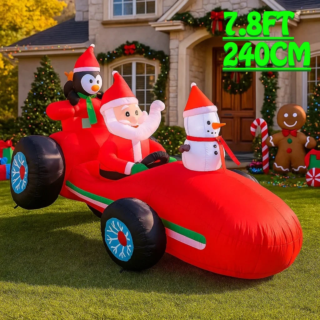 7,8 pies decoraciones inflables para vacaciones al aire libre Santa Claus pingüino muñeco de nieve decoración de patio de Navidad luces de adorno de Navidad juguete para el hogar