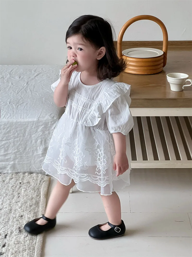 MILANCEL nuevo vestido de verano para bebé 3-24M bordado flor mariposa niñas Body de encaje prendas de vestir para niños de una pieza - imagen 3