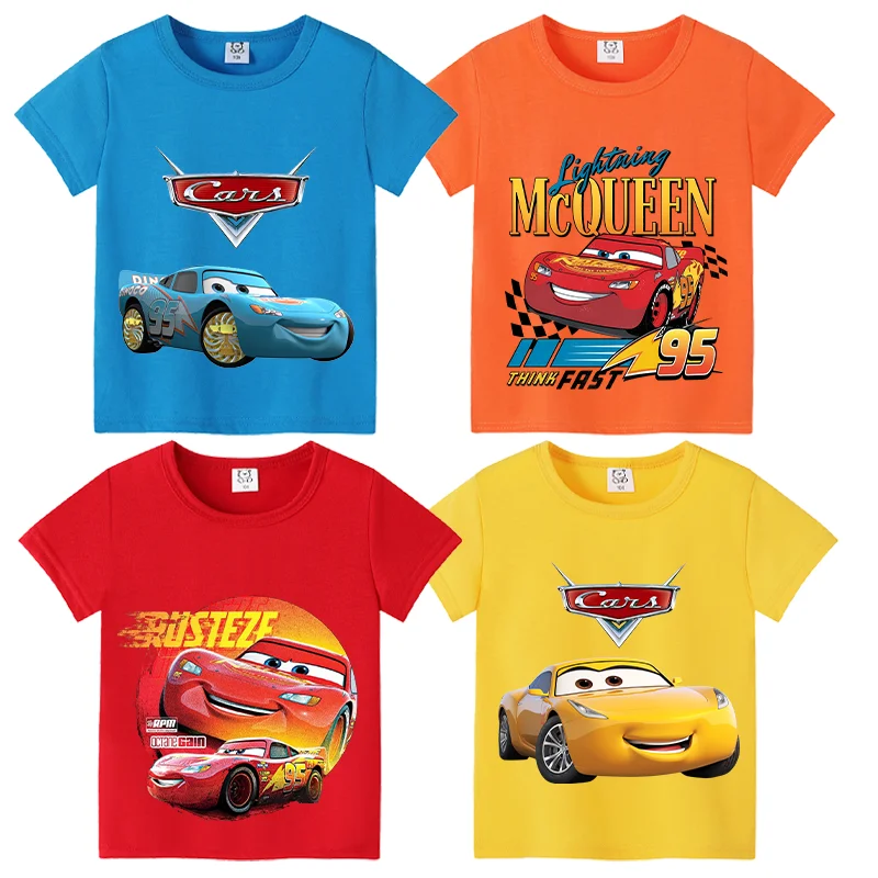 Camiseta Lightning McQueen para niños, camisetas de manga corta con dibujos de coches de Disney Pixar para bebés, ropa informal de verano, regalos de cumpleaños para niños