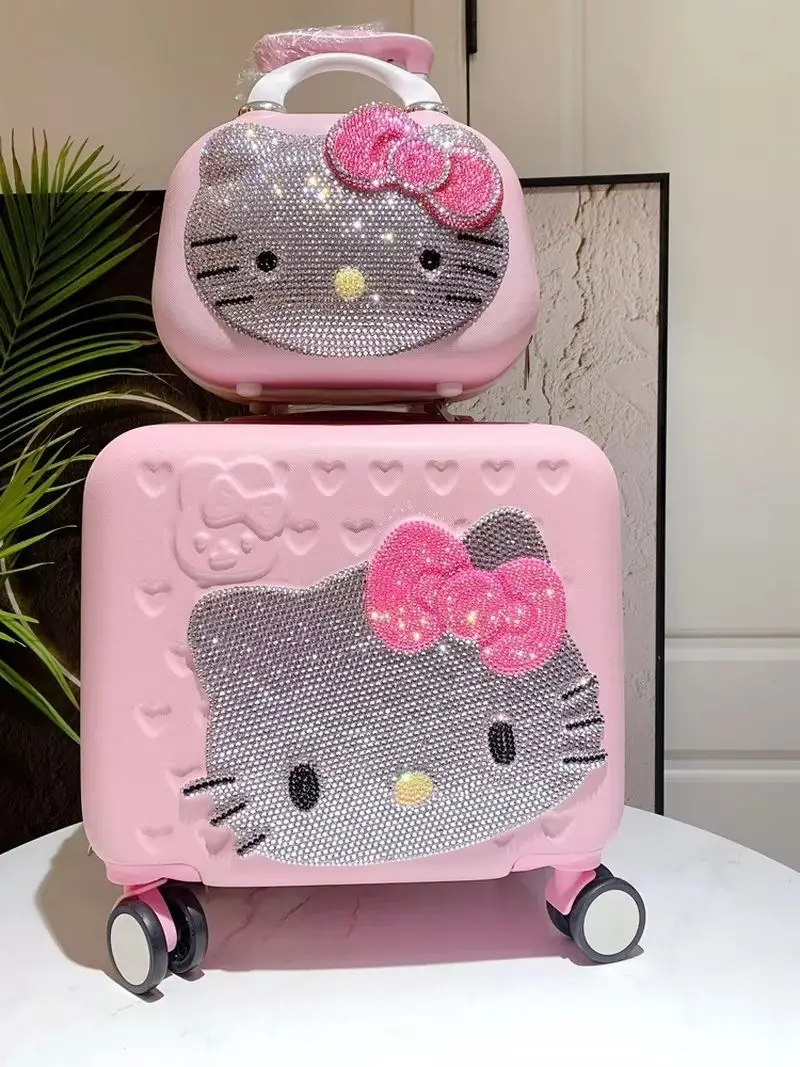 Estuche de transporte bonito de Hello Kitty, estuche de maquillaje de viaje de dibujos animados, caja de almacenamiento portátil bloqueada multifuncional de gran capacidad, regalo para niñas - imagen 2