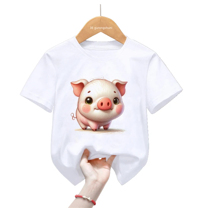 Camiseta manga corta infantil estampado cerdo para niños y niñas - imagen 5