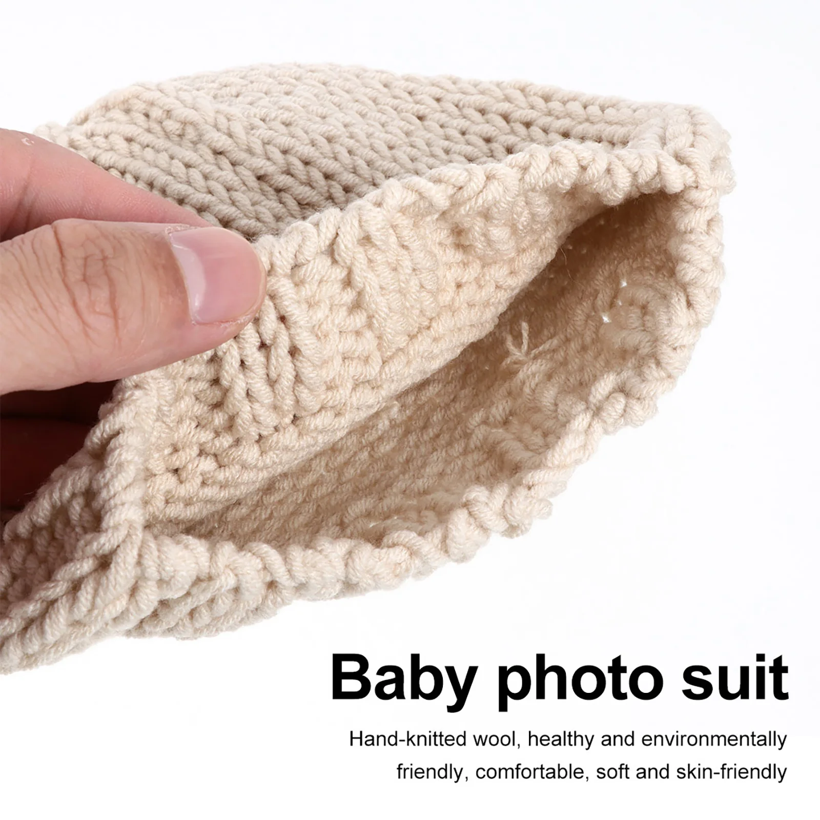 Conjunto de traje de punto para bebé con sombrero y pantalones con tirantes, bonito disfraz de bebé para accesorios de fotografía, celebración festiva de cien días - imagen 3