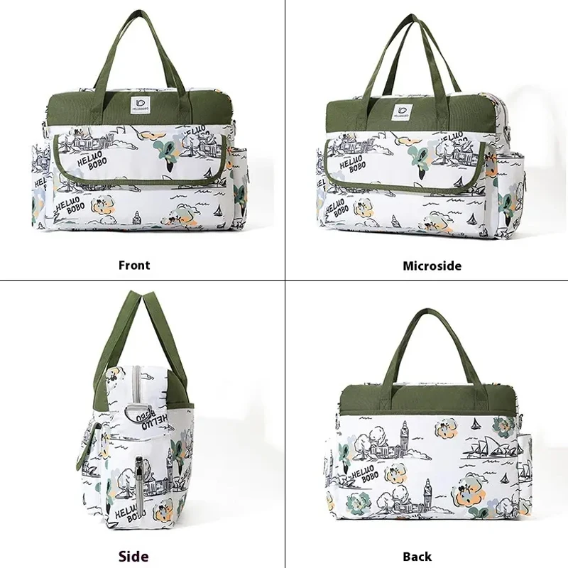 Nueva bolsa de almacenamiento multifuncional para madres y bebés, bolsa colgante para cochecito de nailon de mano con botella aislada, característica impermeable para mamás - imagen 3