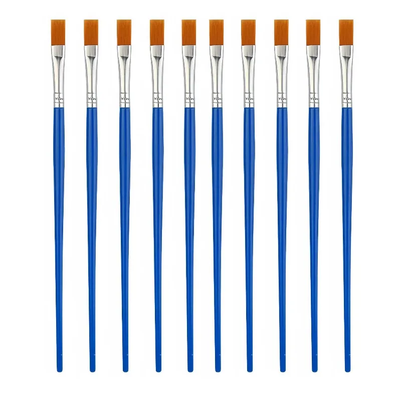 Juego de 10 Uds de pinceles de pintura, pincel de pintura de pelo plano redondo de nailon para óleo, acuarela acrílica, niños/artistas/principiantes/estudiantes - imagen 2