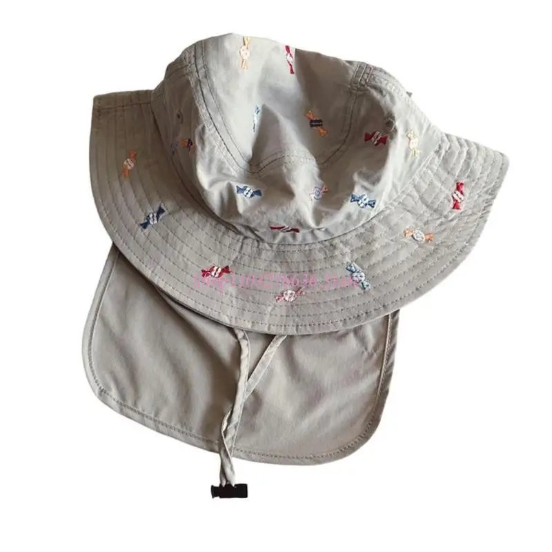 Gorro playa viaje para niños R6FD, gorras pescador con solapa para cuello, protecciones solares transpirables para 3