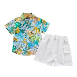 Conjunto de verano para bebés - camisa estampada y pantalón corto