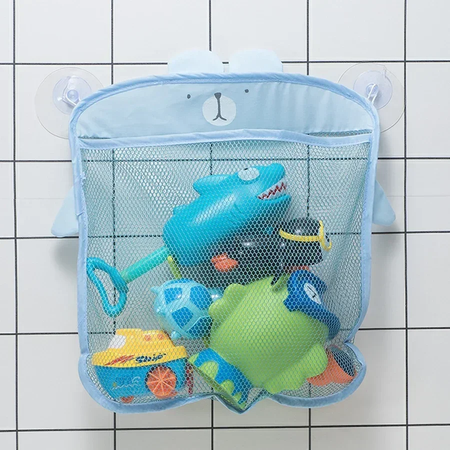 Nuevo bolso de malla para baño de bebé, diseño de ventosa para juguetes de baño, cesta para niños, formas de animales de dibujos animados, tela, juguetes de arena, bolsa de red de almacenamiento - imagen 3