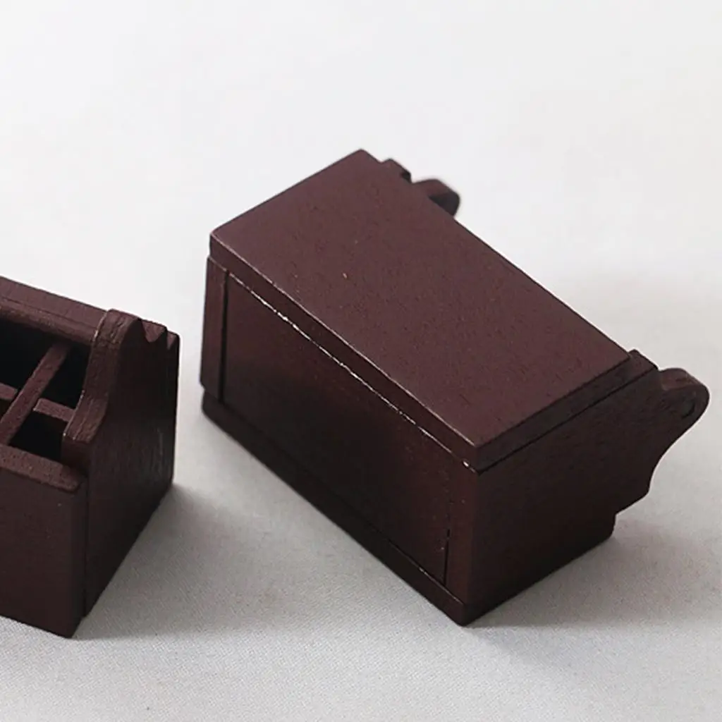 2xHandmade Wood Toolbox Crate for 1:12 Dollhouse & 1:6 Doll Life Scene Decor