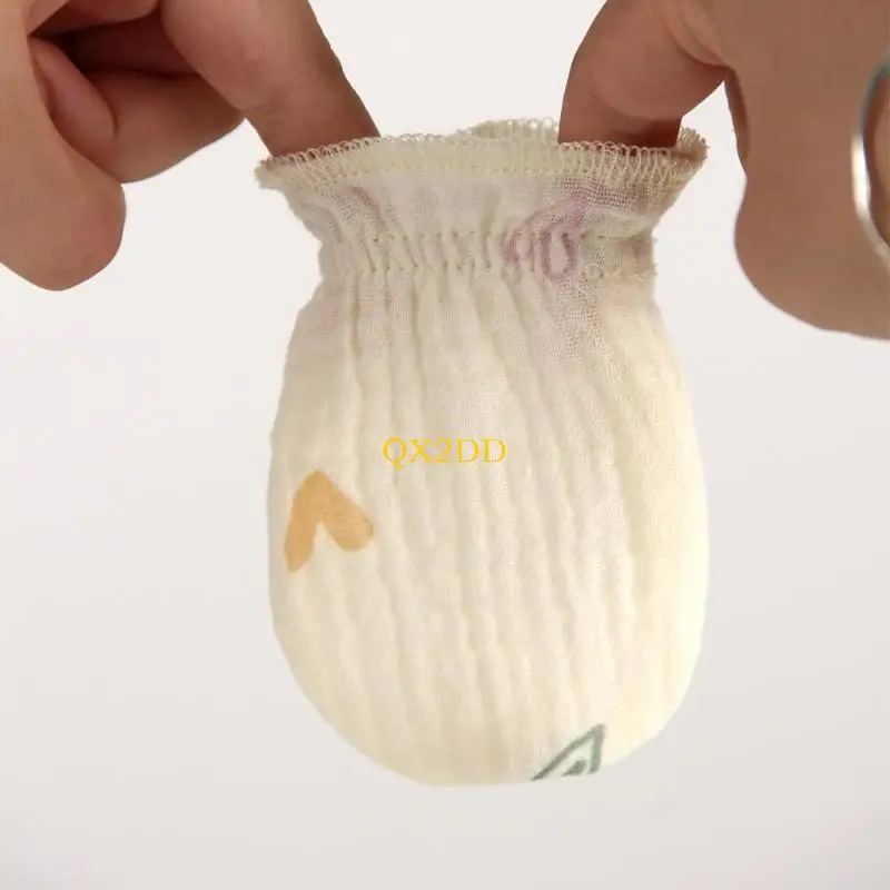 QX2D Guantes algodón para bebé con diseño que no fundas transpirables para manos recién nacido, guantes lavables a - imagen 5