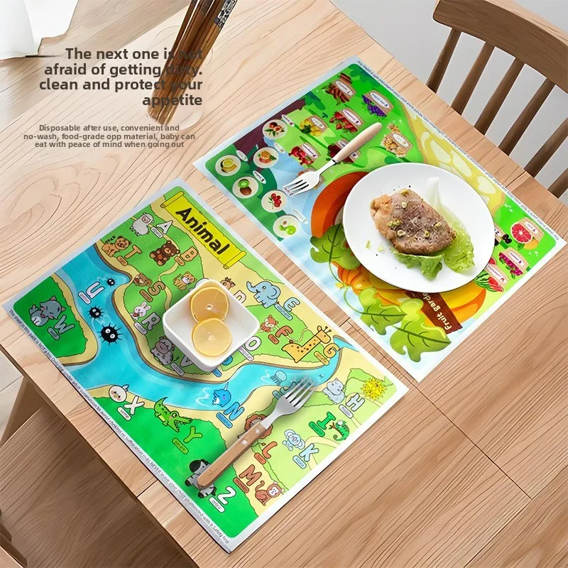 Mantel Individual desechable para bebés para niños y bebés, uso doméstico y al aire libre, sin lavado, a prueba de suciedad, tapete de mesa desechable de PE de calidad alimentaria - imagen 3