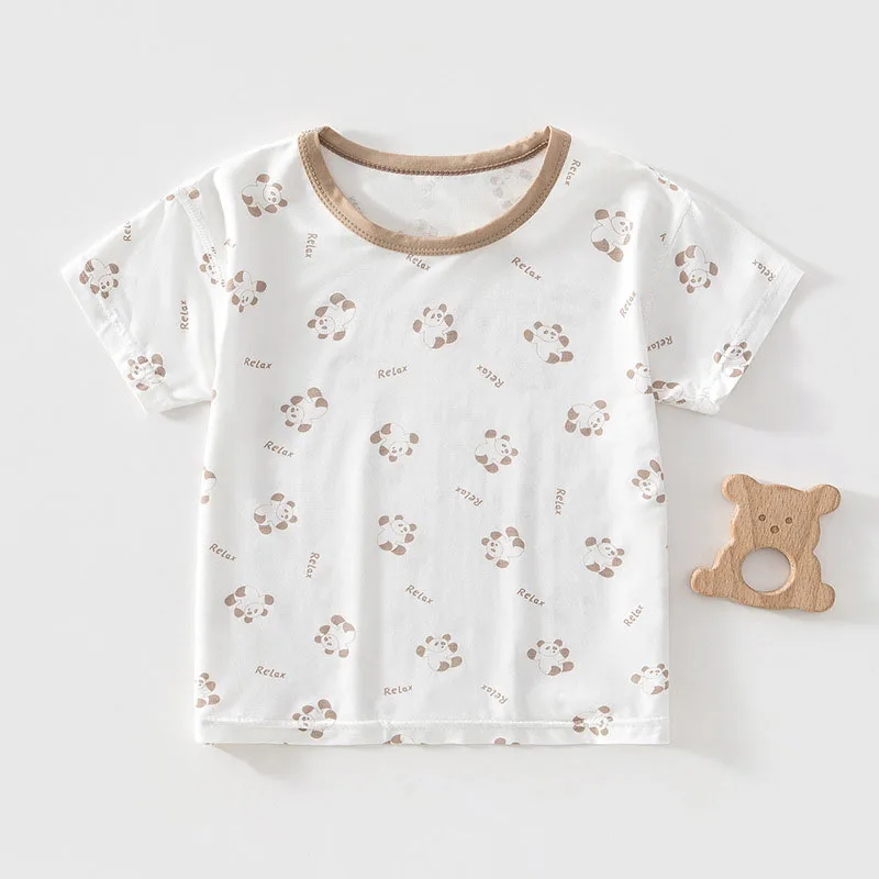 Camiseta de verano transpirable ligera para niña de algodón floral