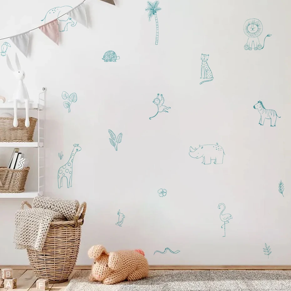Pegatinas de pared infantiles jirafa y elefante para decorar - imagen 2