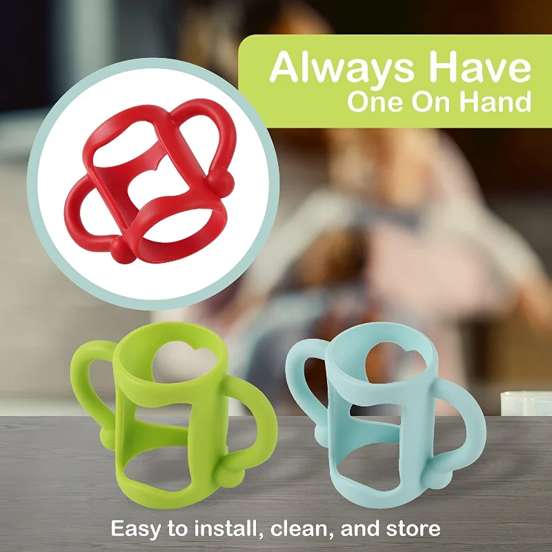Asas para biberones, empuñadura de taza para sorber transicional de silicona duradera de calidad alimentaria para biberones de cuello ancho - imagen 5