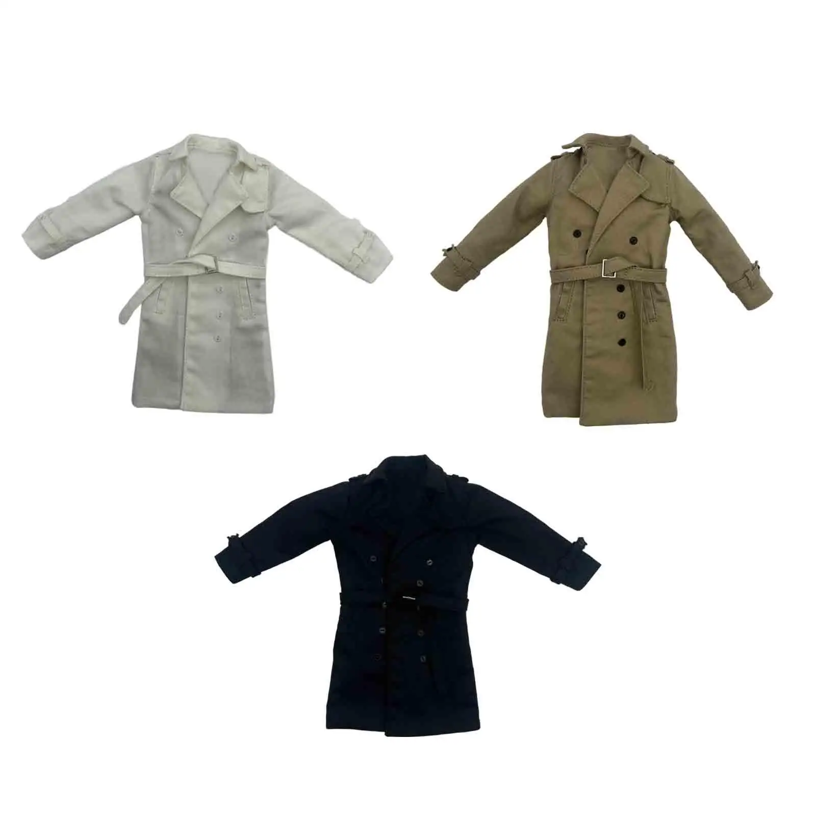 1/6 Scale Trench Coat, Handmade Doll Clothes Overcoat for 12in Doll Model Dress up