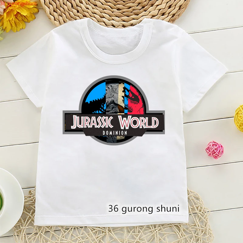 2024 nuevo programa de película Jurassic World Dominion impreso ropa para niños camiseta lindo dinosaurio Jurásico camiseta verano niños Tops - imagen 2