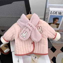 Chaqueta cálida de algodón para bebé informal con cremallera y bufanda