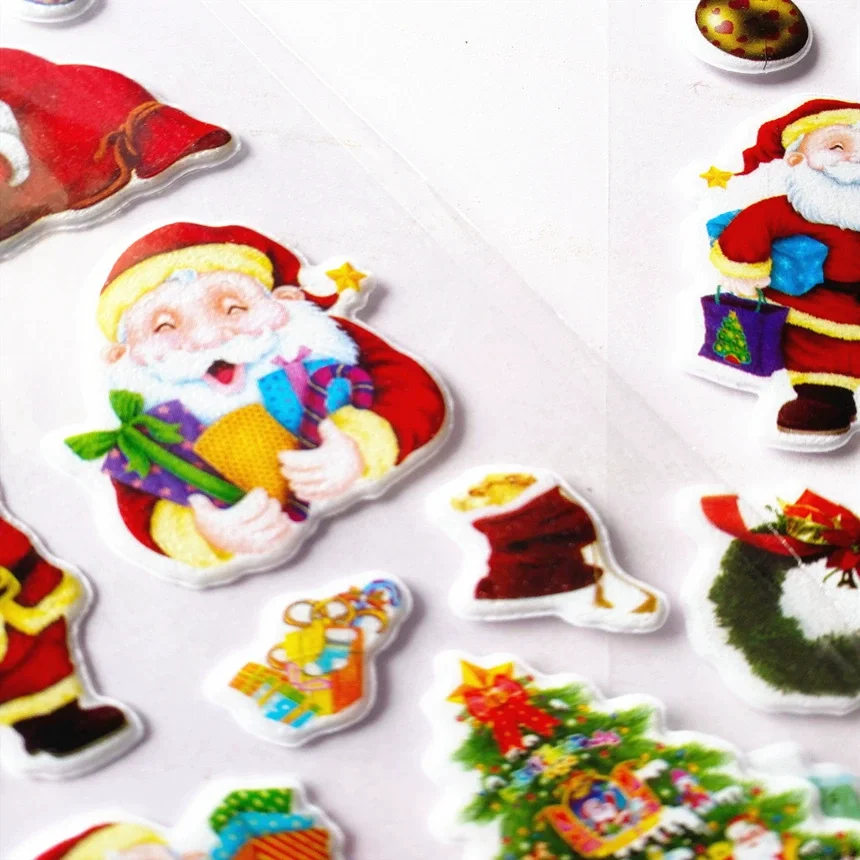 10 Uds pegatinas de burbujas de estilo navideño pegatinas de grafiti autoadhesivas creativas de dibujos animados 3D para pegatinas de recompensa de equipaje de ordenador portátil - imagen 3