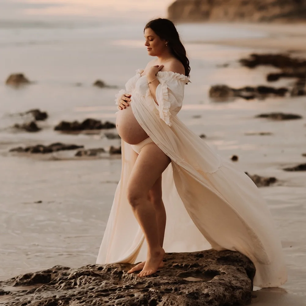 Vestido bohemio de algodón para sesiones de fotos maternales - imagen 2