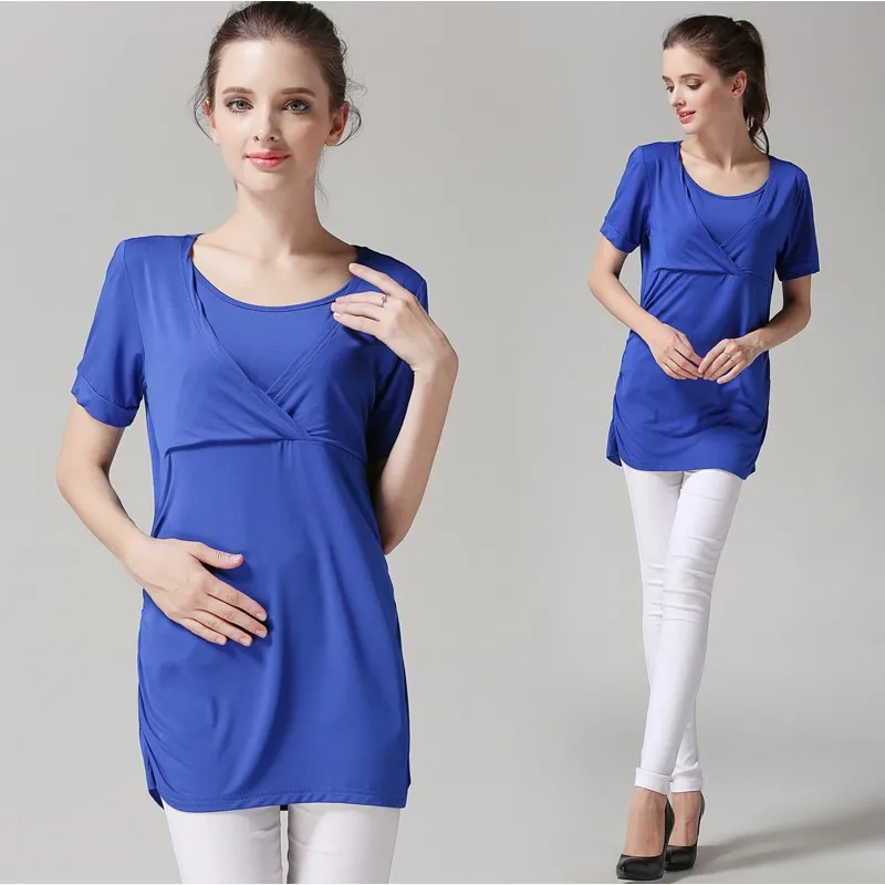 Ropa posparto, ropa de maternidad, Tops de verano para mujeres embarazadas, camiseta de manga corta para amamantar, Tops de lactancia - imagen 3