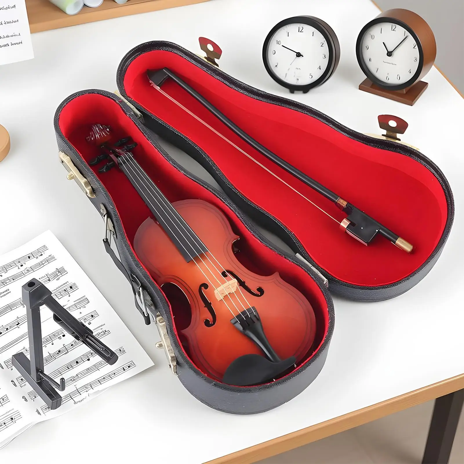 Violín pequeño, llavero de madera hecho a mano realista, instrumentos musicales en miniatura para músicos, fanáticos de la música, amantes del arte, vacaciones - imagen 4