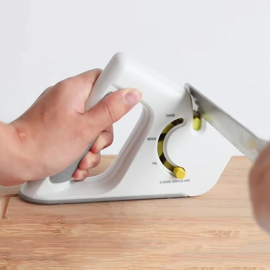 Afilador de cuchillos profesional multifunción 4 en 1, cuchillo dentado y tijeras, piedra para afilar, Base antideslizante recubierta