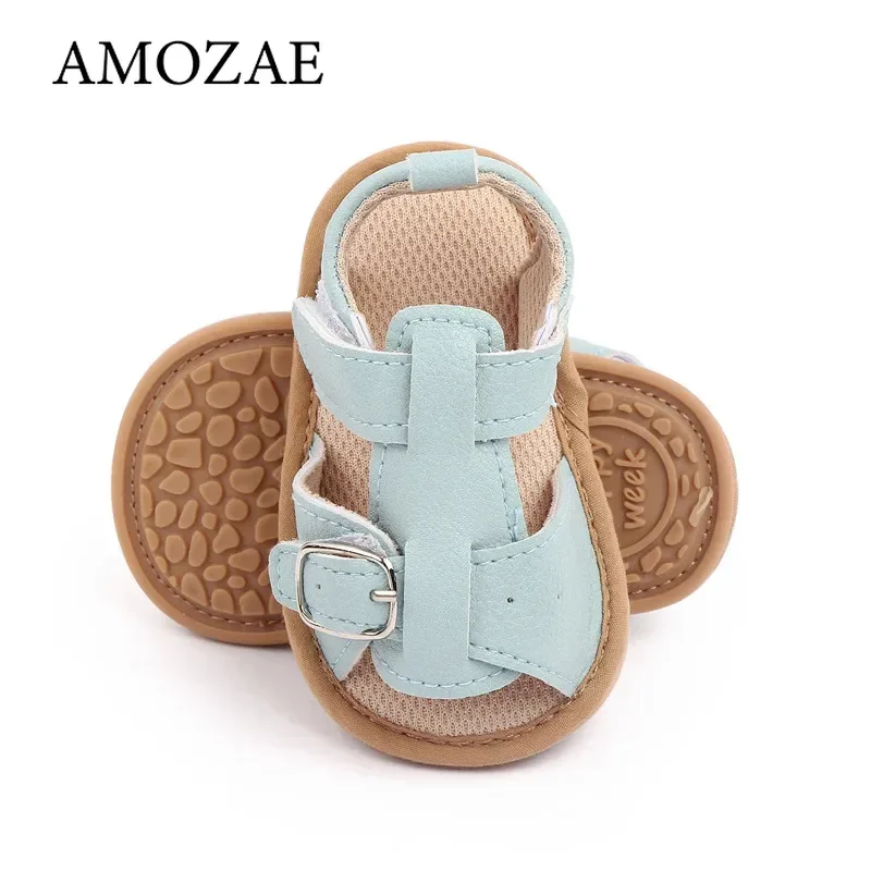 Sandalias de verano para niña, zapatos planos con hebilla bonita, suela suave antideslizante, zuecos para primeros pasos, sandalias de gamuza - imagen 3