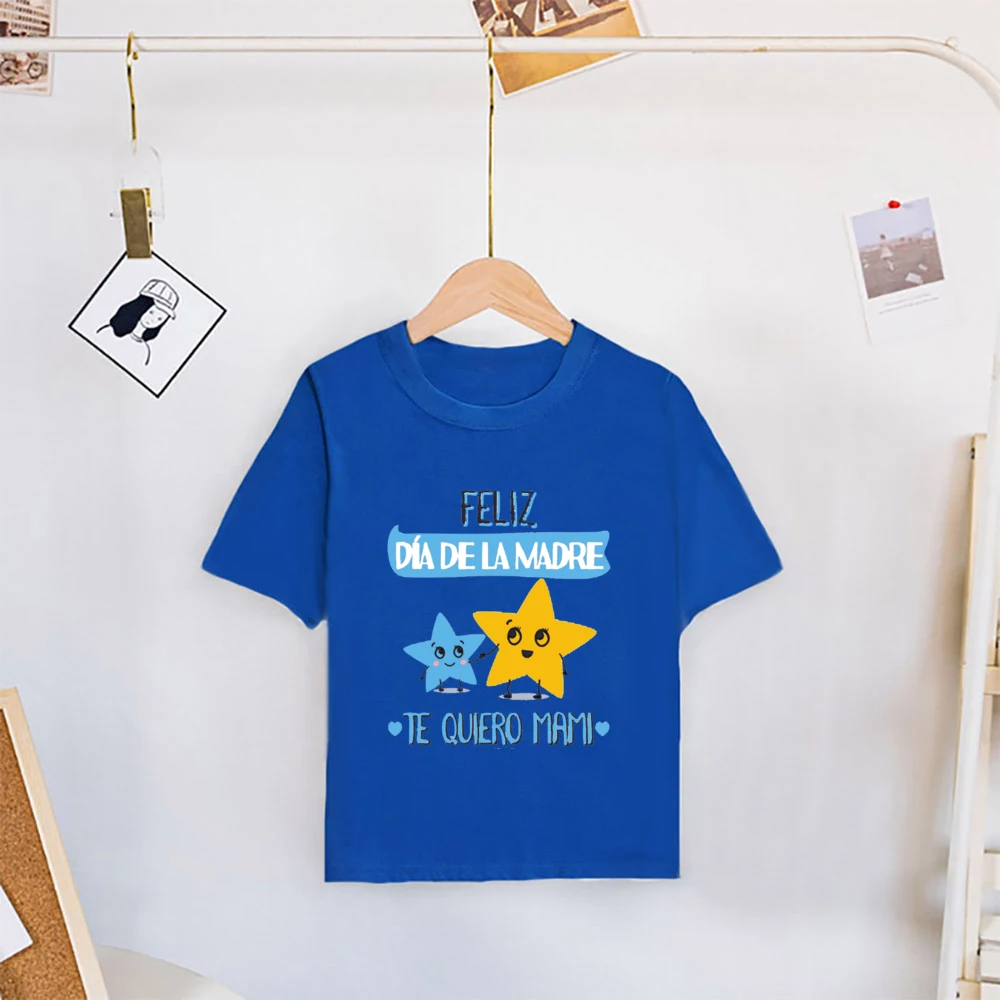 Feliz día de la madre te amo mamá camisa estampada para niños camiseta de manga corta para niños Tops Día de la madre traje para niños y niñas camisetas para niños - imagen 5
