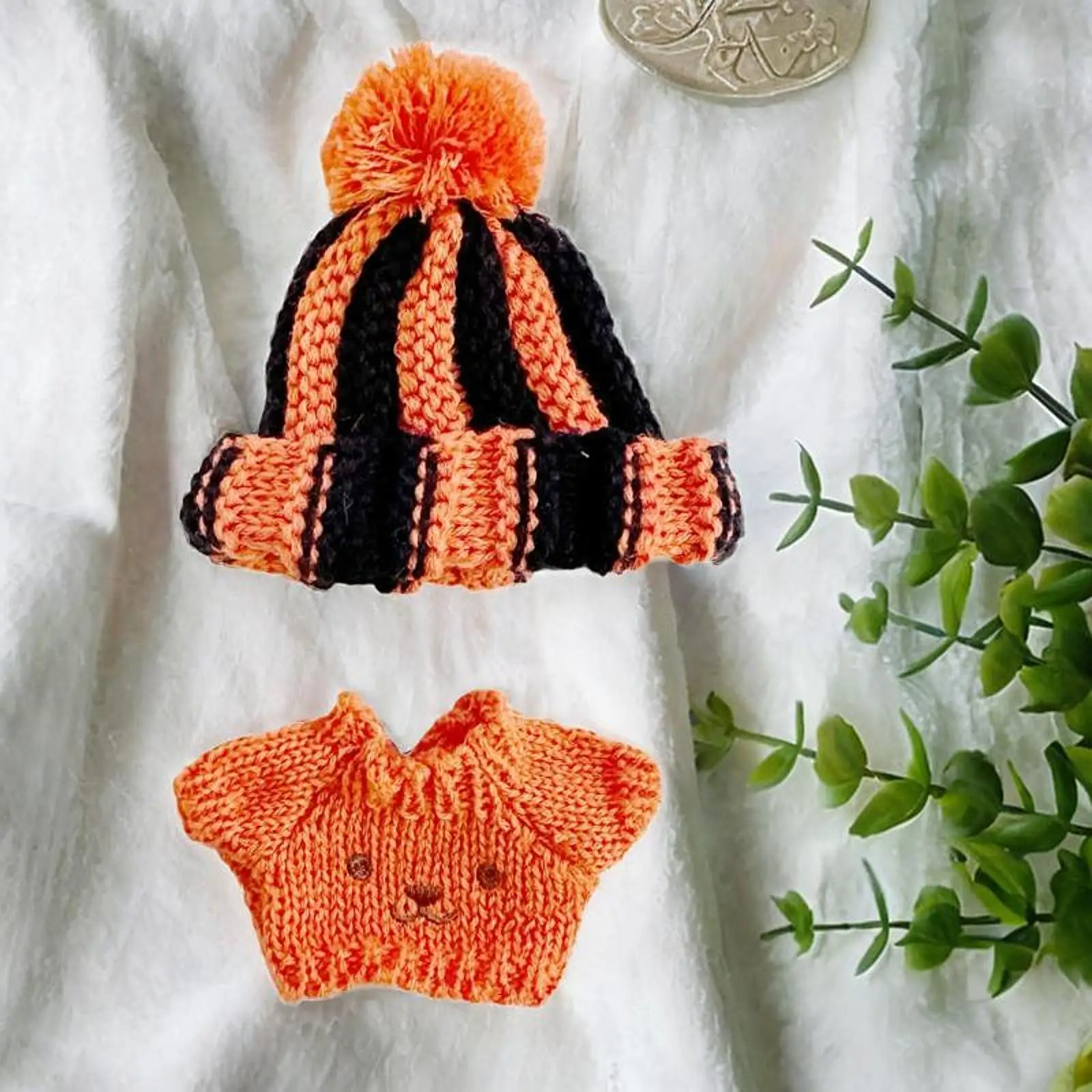 Set of 2 Doll Sweater And Hat for Mini Dolls, Clothing for 15/17cm Plush Figures