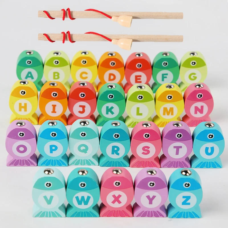 Juego de pesca de madera para niños - Juguetes educativos divertidos